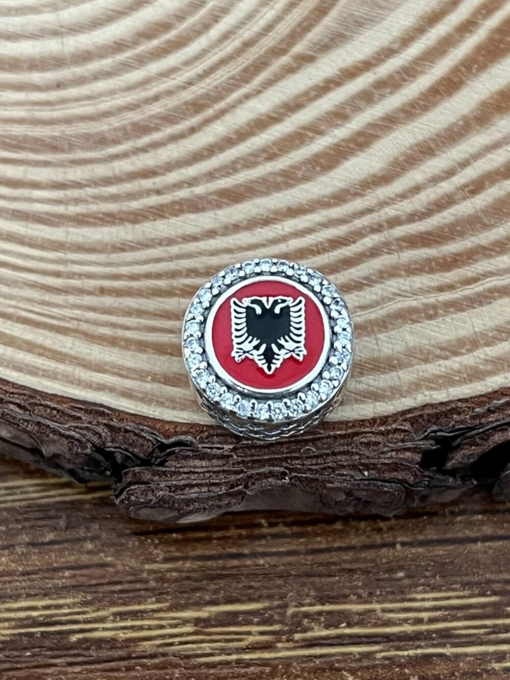 Pandora Albania Flag Bead S925 Silver Charm